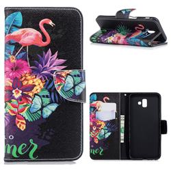 Flowers Flamingos Leather Wallet Case for Samsung Galaxy J6 Plus / J6 Prime