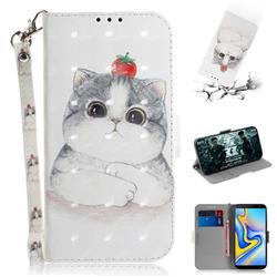 Cute Tomato Cat 3D Painted Leather Wallet Phone Case for Samsung Galaxy J6 Plus / J6 Prime