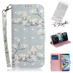 Magnolia Flower 3D Painted Leather Wallet Phone Case for Samsung Galaxy J6 Plus / J6 Prime
