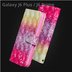 Gradient Rainbow 3D Painted Leather Wallet Case for Samsung Galaxy J6 Plus / J6 Prime