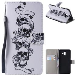 Skull Head PU Leather Wallet Case for Samsung Galaxy J6 Plus / J6 Prime