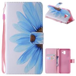 Blue Sunflower PU Leather Wallet Case for Samsung Galaxy J6 Plus / J6 Prime