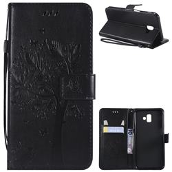 Embossing Butterfly Tree Leather Wallet Case for Samsung Galaxy J6 Plus / J6 Prime - Black