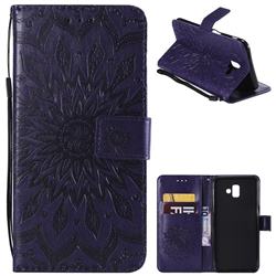 Embossing Sunflower Leather Wallet Case for Samsung Galaxy J6 Plus / J6 Prime - Purple