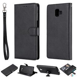 Retro Greek Detachable Magnetic PU Leather Wallet Phone Case for Samsung Galaxy J6 Plus / J6 Prime - Black