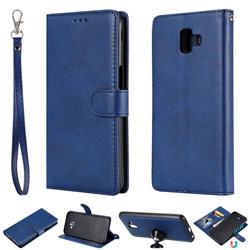Retro Greek Detachable Magnetic PU Leather Wallet Phone Case for Samsung Galaxy J6 Plus / J6 Prime - Blue