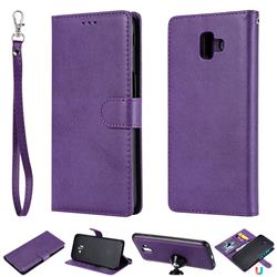 Retro Greek Detachable Magnetic PU Leather Wallet Phone Case for Samsung Galaxy J6 Plus / J6 Prime - Purple