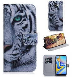 White Tiger PU Leather Wallet Case for Samsung Galaxy J6 Plus / J6 Prime
