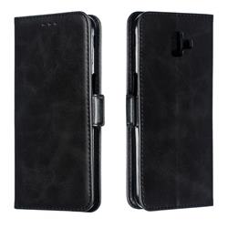 Retro Classic Calf Pattern Leather Wallet Phone Case for Samsung Galaxy J6 Plus / J6 Prime - Black