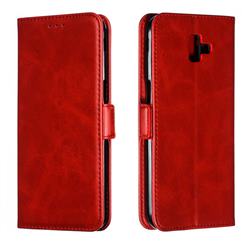 Retro Classic Calf Pattern Leather Wallet Phone Case for Samsung Galaxy J6 Plus / J6 Prime - Red