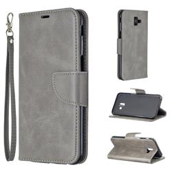 Classic Sheepskin PU Leather Phone Wallet Case for Samsung Galaxy J6 Plus / J6 Prime - Gray