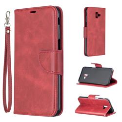 Classic Sheepskin PU Leather Phone Wallet Case for Samsung Galaxy J6 Plus / J6 Prime - Red