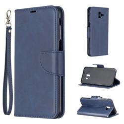 Classic Sheepskin PU Leather Phone Wallet Case for Samsung Galaxy J6 Plus / J6 Prime - Blue