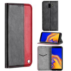 Classic Business Ultra Slim Magnetic Sucking Stitching Flip Cover for Samsung Galaxy J6 Plus / J6 Prime - Red