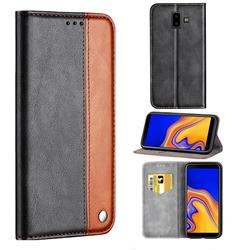 Classic Business Ultra Slim Magnetic Sucking Stitching Flip Cover for Samsung Galaxy J6 Plus / J6 Prime - Brown