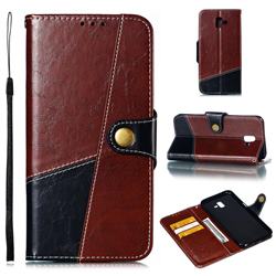 Retro Magnetic Stitching Wallet Flip Cover for Samsung Galaxy J6 Plus / J6 Prime - Dark Red