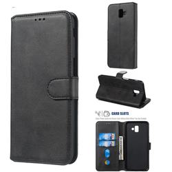 Retro Calf Matte Leather Wallet Phone Case for Samsung Galaxy J6 Plus / J6 Prime - Black
