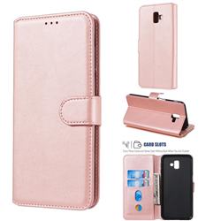 Retro Calf Matte Leather Wallet Phone Case for Samsung Galaxy J6 Plus / J6 Prime - Pink