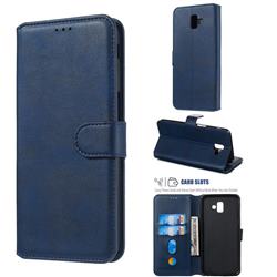 Retro Calf Matte Leather Wallet Phone Case for Samsung Galaxy J6 Plus / J6 Prime - Blue