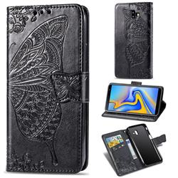 Embossing Mandala Flower Butterfly Leather Wallet Case for Samsung Galaxy J6 Plus / J6 Prime - Black