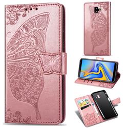Embossing Mandala Flower Butterfly Leather Wallet Case for Samsung Galaxy J6 Plus / J6 Prime - Rose Gold