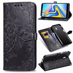 Embossing Imprint Mandala Flower Leather Wallet Case for Samsung Galaxy J6 Plus / J6 Prime - Black