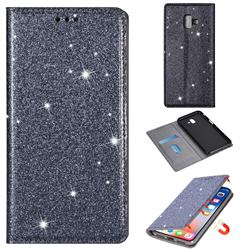 Ultra Slim Glitter Powder Magnetic Automatic Suction Leather Wallet Case for Samsung Galaxy J6 Plus / J6 Prime - Gray