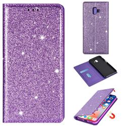 Ultra Slim Glitter Powder Magnetic Automatic Suction Leather Wallet Case for Samsung Galaxy J6 Plus / J6 Prime - Purple