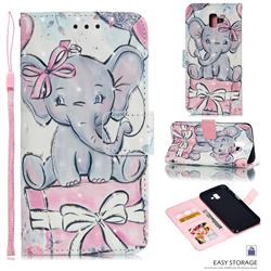 Bow Elephant 3D Painted Leather Phone Wallet Case for Samsung Galaxy J6 Plus / J6 Prime
