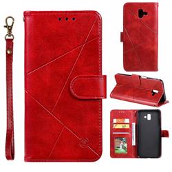 Embossing Geometric Leather Wallet Case for Samsung Galaxy J6 Plus / J6 Prime - Red