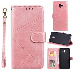 Embossing Geometric Leather Wallet Case for Samsung Galaxy J6 Plus / J6 Prime - Rose Gold
