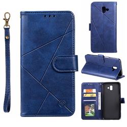Embossing Geometric Leather Wallet Case for Samsung Galaxy J6 Plus / J6 Prime - Blue