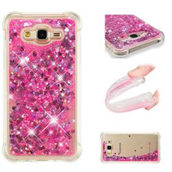 Dynamic Liquid Glitter Sand Quicksand TPU Case for Samsung Galaxy J7 2015 J700 - Pink Love Heart
