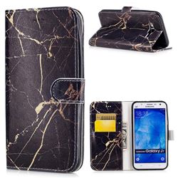 Black Gold Marble PU Leather Wallet Case for Samsung Galaxy J7 2015 J700