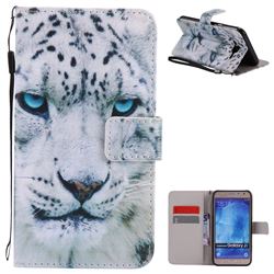 White Leopard PU Leather Wallet Case for Samsung Galaxy J7 2015 J700