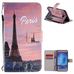 Paris Eiffel Tower PU Leather Wallet Case for Samsung Galaxy J7 2015 J700