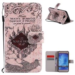 Castle The Marauders Map PU Leather Wallet Case for Samsung Galaxy J7 2015 J700