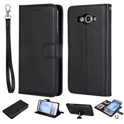 Retro Greek Detachable Magnetic PU Leather Wallet Phone Case for Samsung Galaxy J7 2015 J700 - Black