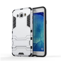 Armor Premium Tactical Grip Kickstand Shockproof Dual Layer Rugged Hard Cover for Samsung Galaxy J7 2016 J710 - Silver