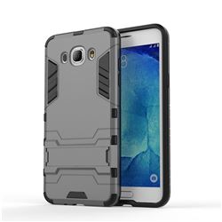 Armor Premium Tactical Grip Kickstand Shockproof Dual Layer Rugged Hard Cover for Samsung Galaxy J7 2016 J710 - Gray