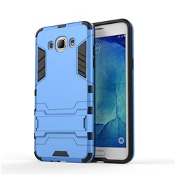 Armor Premium Tactical Grip Kickstand Shockproof Dual Layer Rugged Hard Cover for Samsung Galaxy J7 2016 J710 - Light Blue