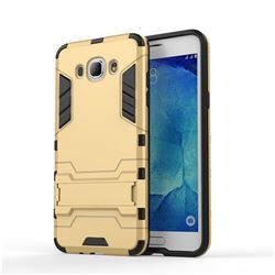 Armor Premium Tactical Grip Kickstand Shockproof Dual Layer Rugged Hard Cover for Samsung Galaxy J7 2016 J710 - Golden