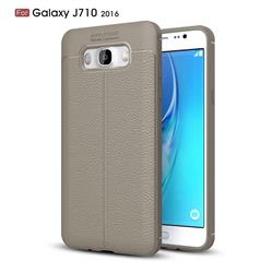 Luxury Auto Focus Litchi Texture Silicone TPU Back Cover for Samsung Galaxy J7 2016 J710 - Gray