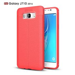 Luxury Auto Focus Litchi Texture Silicone TPU Back Cover for Samsung Galaxy J7 2016 J710 - Red