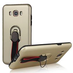 Raytheon Multi-function Ribbon Stand Back Cover for Samsung Galaxy J7 2016 J710 - Golden