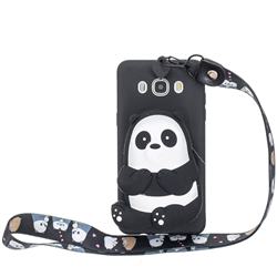 Cute Panda Neck Lanyard Zipper Wallet Silicone Case for Samsung Galaxy J7 2016 J710