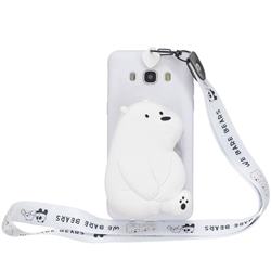 White Polar Bear Neck Lanyard Zipper Wallet Silicone Case for Samsung Galaxy J7 2016 J710