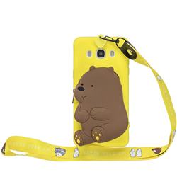 Yellow Bear Neck Lanyard Zipper Wallet Silicone Case for Samsung Galaxy J7 2016 J710