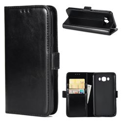 Luxury Crazy Horse PU Leather Wallet Case for Samsung Galaxy J7 2016 J710 - Black