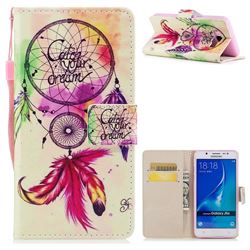 Feather Wind Chimes PU Leather Wallet Case for Samsung Galaxy J7 2016 J710